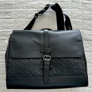 Coach men Hudson Messenger black leather bag